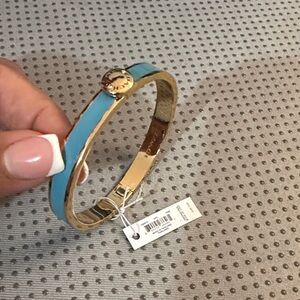 Gold and Blue Bangle Bracelet
